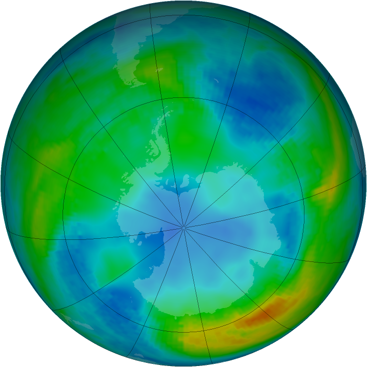 Antarctic ozone map for 18 May 1989